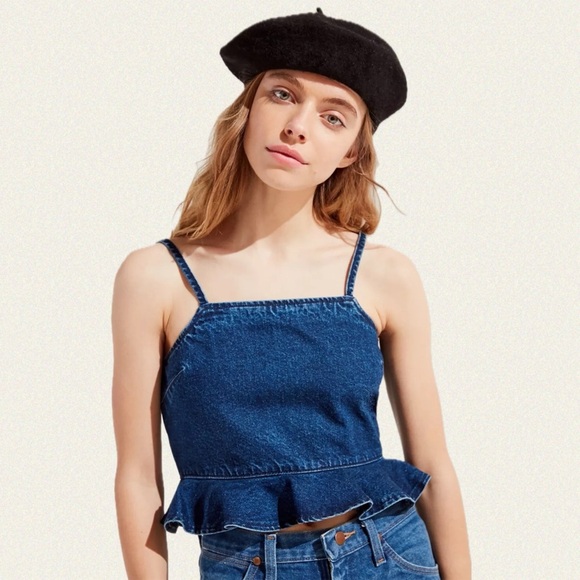UO Denim Peplum Tank Top - Picture 1 of 8